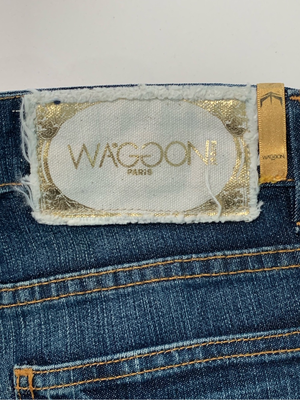 NWOT Waggon Paris Y2K Gilded Metallic Gold Paint Distressed Jeans, VTG Grunge 28 - Picture 16 of 16